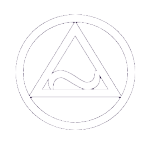 aUI Logo - A white circle encloses a white triangle. The triangle has a horizontal wavy line across its base.